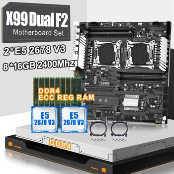 

JINGSHA X99Dual F2 Motherboard Set With 2PCS XEON E5 2678V3 And 8*16GB DDR4 2400MHZ ECC REG RAM Support SSD M2 PCIE 16X