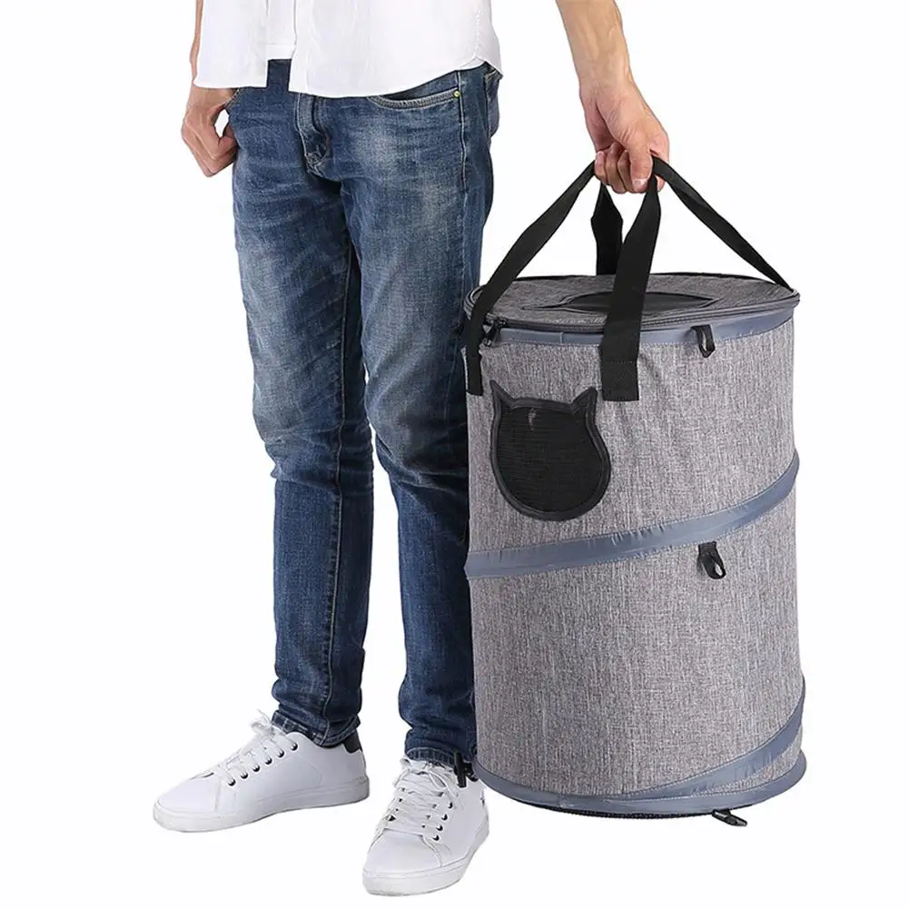 

MeterMall Folding Solid Color Cat Channel Outdoor Cage Bag with Handle Pet Supply Cat Bag Dog Handbag