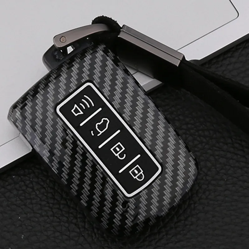 Carbon car Key Fob Cover Case Chain for 2016 2015 2014 Toyota Avalon Camry Corolla RAV4 Highlander Car Remote Holder Protector | Автомобили