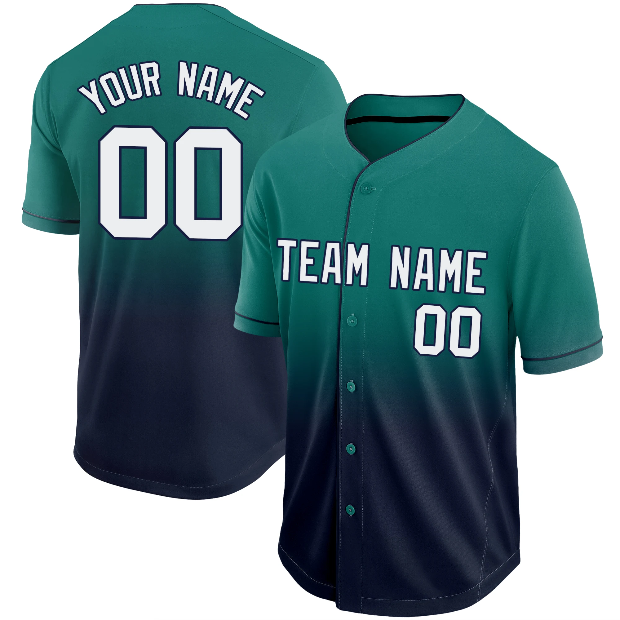 Baseball Jersey Short-Sleeve Cardigan Softball Sport Shirt Jersey Gradient Color Printing Design Team Name/Number Unisex