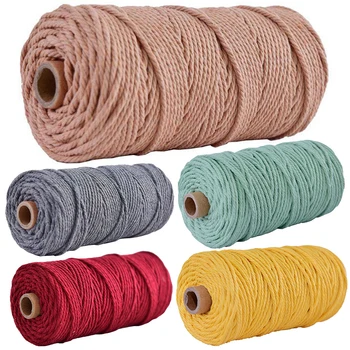 

3mm*100m Color Rope DIY Hand-woven Cotton Thread Cord Woven Tapestry Rope Multicolor Cotton Linen Rope Home Textiles