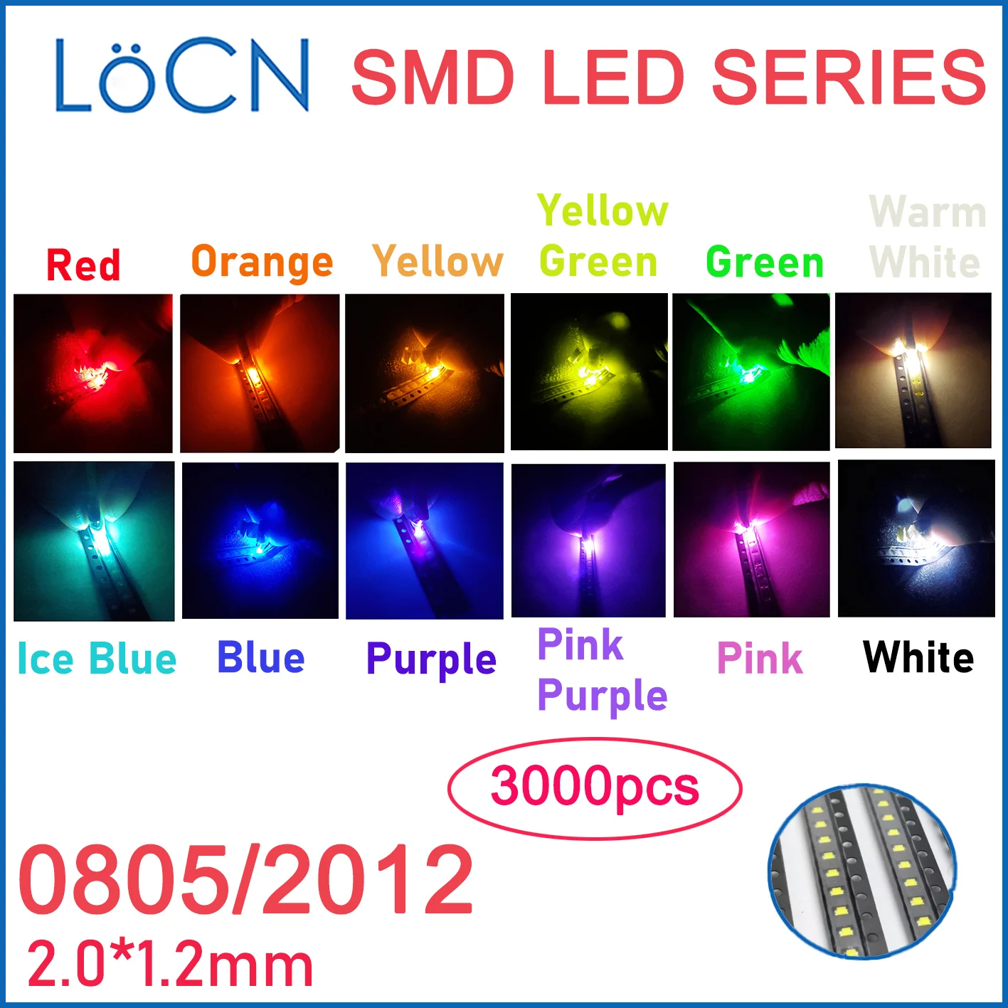 

3000 шт. SMD LED 0805 2012 красный белый розовый фиолетовый синий желтый зеленый красный оранжевый высосветильник лед теплый белый нефрит чистый зеленый прозрачный