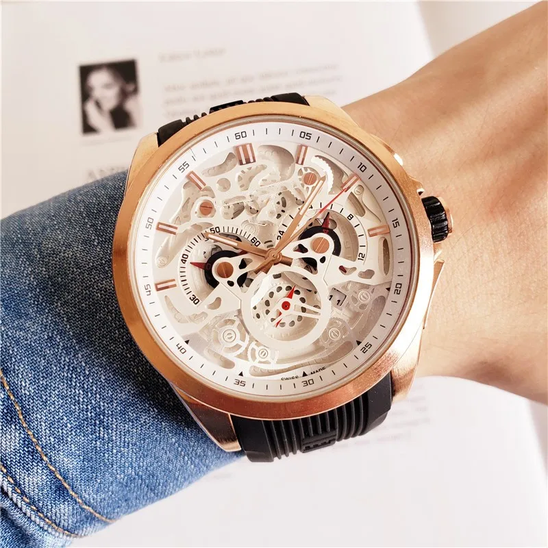 Tonneau-Reloj de pulsera de cuarzo para hombre, accesorio masculino de marca de lujo con Tourbillon automático, de negocios