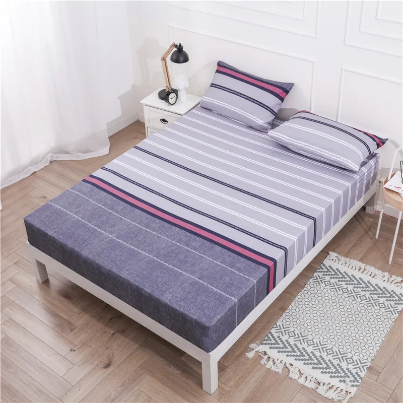 MECEROCK 2020 Fitted Sheet Soft Bed Sheet With Elastic Band Printed Bed Linen Protector Mattress Cover