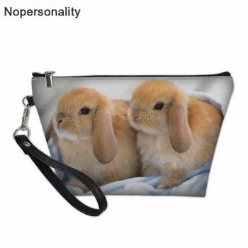 

Nopersonality Small Women Make Up Bags Cute Rabbit Print Cosmetic Bag for Ladies Travel Toiletry Bags Cosmetic Handbag Organizer