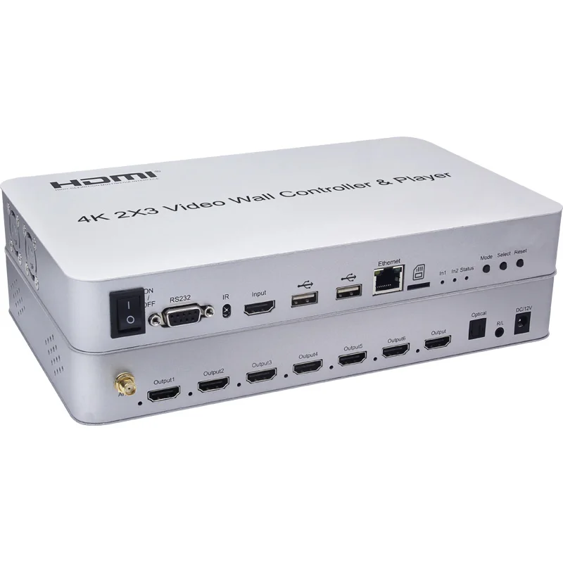 US $266.38 4K 1080P 60Hz 2x3 Splicer 2x2 3x3 Splicing Display Processor HDMI USB Player Video Wall Controller Fitfor KVM USB Mouse Keyboard