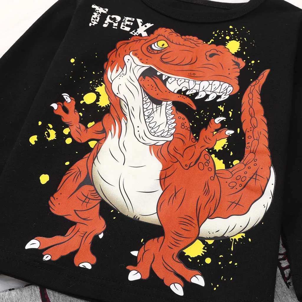 Пижамы динозавры из 2 предметов для маленьких мальчиков детская футболка с динозавром из мультфильма топ+ штаны, пижамы, одежда для сна, комплект одежды для мальчиков, Пижама
