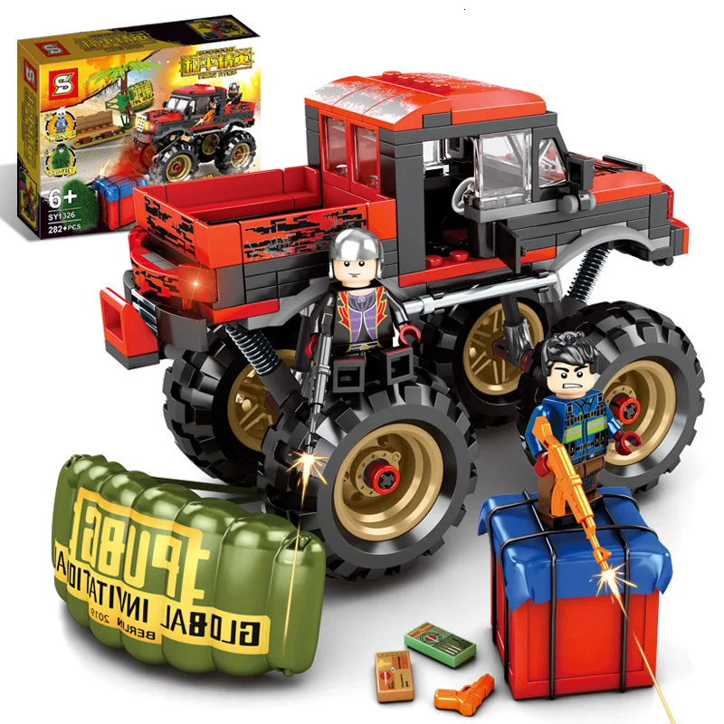 Billige SY1326 282 stücke SWAT PUBG Stadt Armee Waffen WW2 Soldat Monster Truck Modell Bausteine Ziegel Kinder Spielzeug Legoings Militär