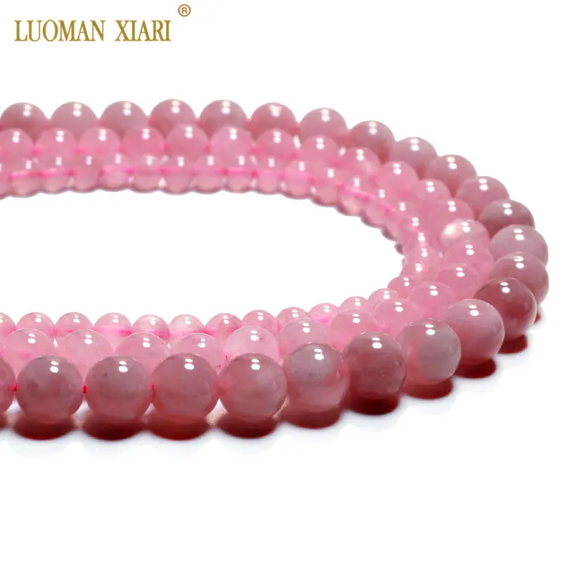 

Top AAA 100% Natural Madagascar Rose Quartzs Round Stone Beads Pink Crystal For Jewelry Making DIY Bracelet Necklace 6/8/10mm