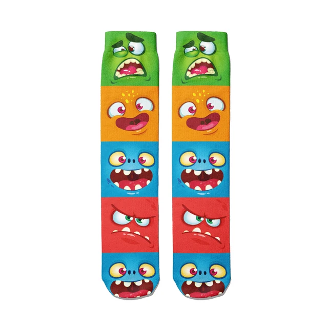 Sell Well Funny Expression Printed Women Socks Fashion Cute Cotton Long Socks Harajuku Christmas Warm Middle Tube Socks Female Style6