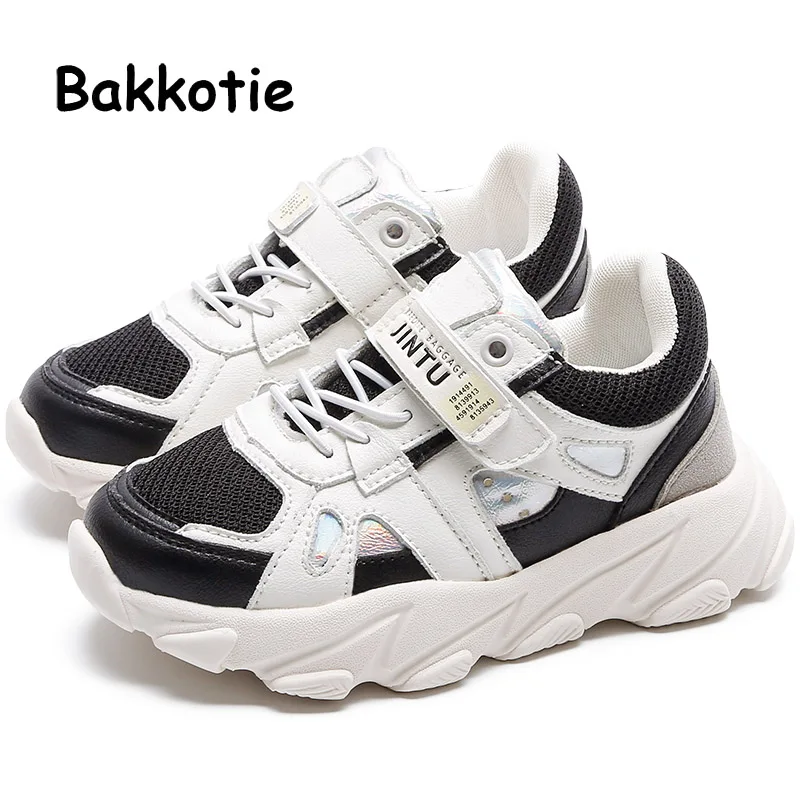 Bakkotie осень беговые кроссовки; Новинка; модные черные мягкие кроссовки для детей, дышащего материала для девочек; Розовый Повседневная спортивная обувь