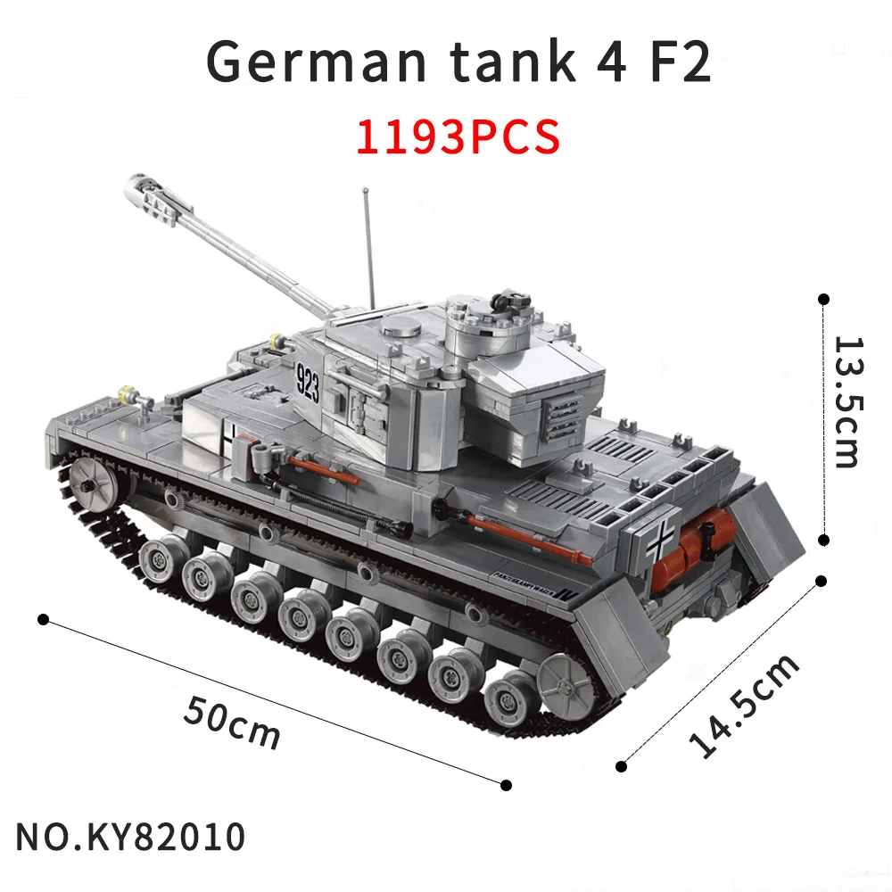 KAZI KY82010 1193+PCS Building blocks Panzer German 4 F2 Tank Model Block Toys Children Gifts for boy ABS texture Cool |