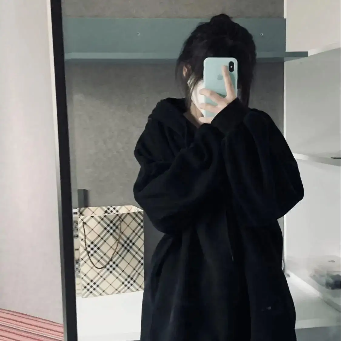 Lazy wind spring and autumn new letter printed thin sweater for female students Korean loose long sleeve hooded clothes fashion