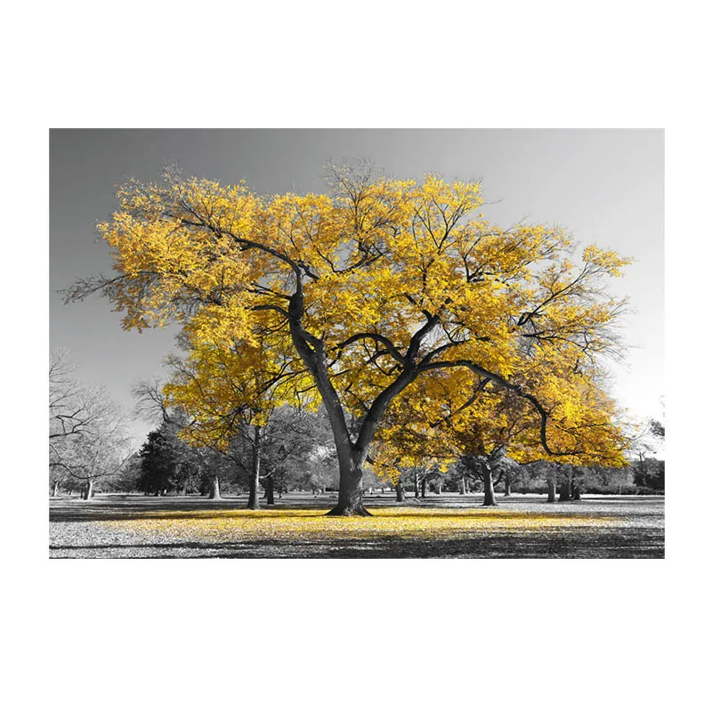 1591-big-yellow-tree Самоотверженный современный пейзаж живопись Желтое дерево черный белый картины для гостиной постеры печати на холсте декоративные картины - Цвет: 1591-big-yellow-tree