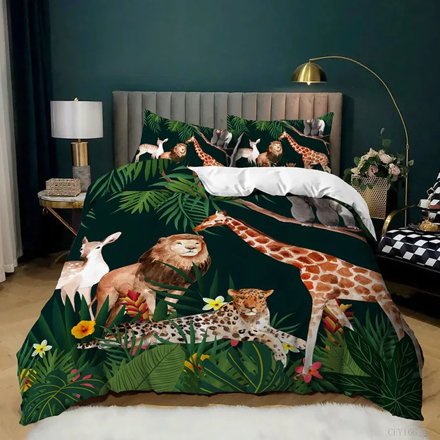 Jungle Animals Duvet Cover Set Twin 