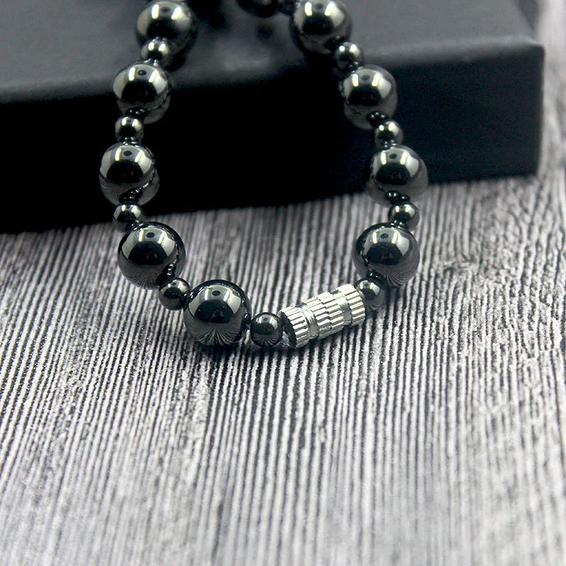 Women necklace men necklace Magnetic Hematite Stone 8mm Round Beads Beaded Necklace Healing Therapy For Men and Women