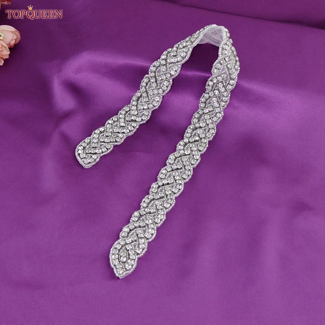 TOPQUEEN S216 Women's Rhinestones Belt Handmade Wedding Dresses Belt Marriage Bridal Ribbion Belts Wedding Bride Sash Party Belt applique no Ribbon