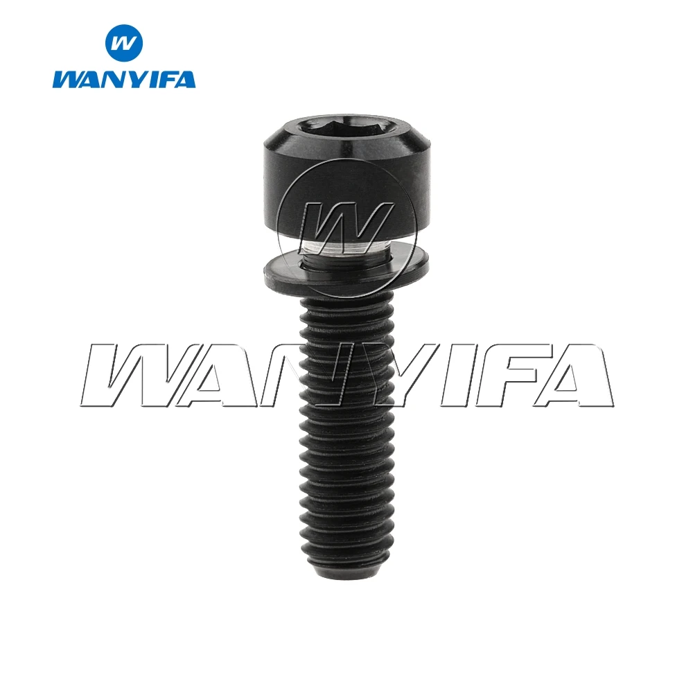 Черный Титановый "Wanyifa" Болт M5 x16 18 20 мм горный велосипед дорожный велосипед с фиксированной выноса винты - Цвет: Черный