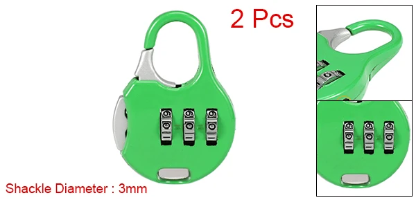 Green 2 Pack Uxcell 1/2/4 шт. 3 цифр Комбинации 3 мм дужка Диаметр замки сплава цинка красный/зеленый/синий/черный/Серебряный тон/розовый - Цвет: Green 2 Pack