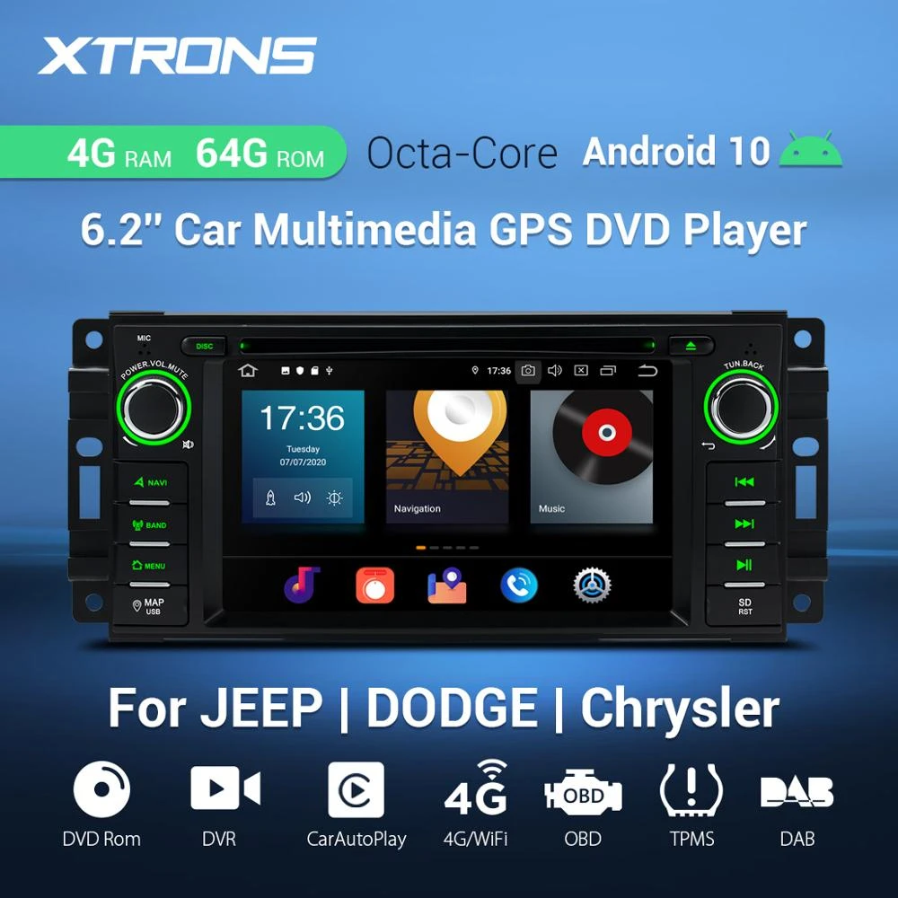 AUTORADIO XTRONS Android 10 per Jeep Wrangler Patriot Chrysler Dodge