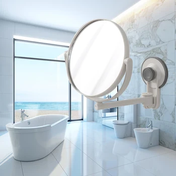 

360 Degree ABS Lightweight Smooth Makeup Mirror Free Punch Home Wall Hanging Double Sided Round Easy Install Suction Cup