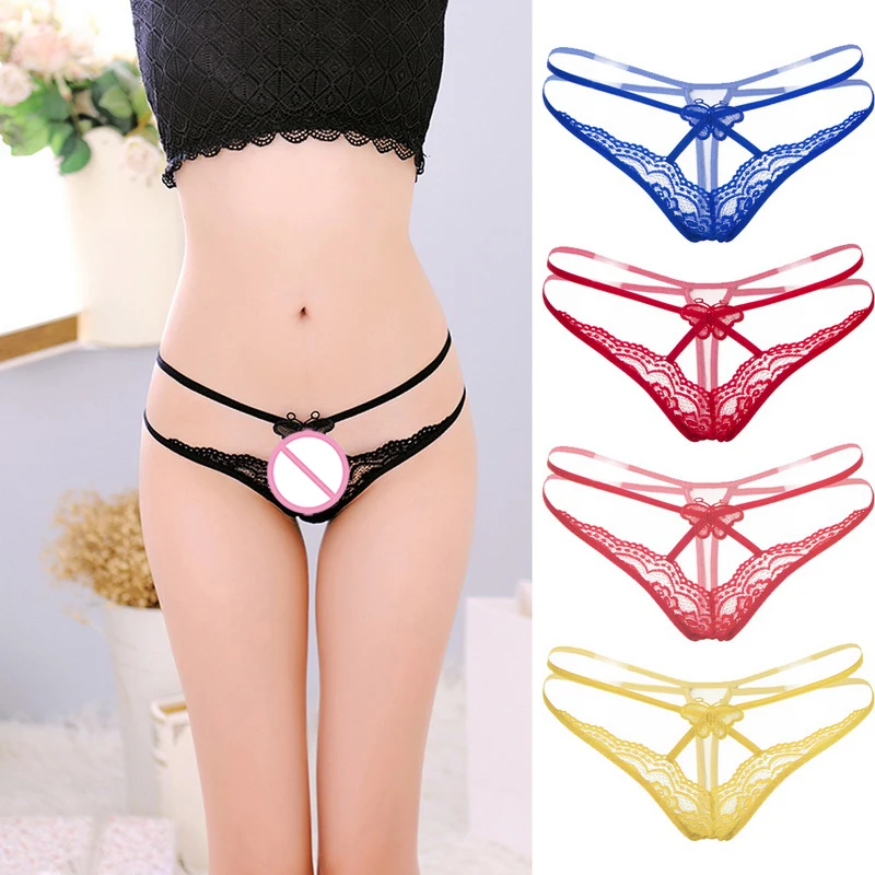 

New Women's Open Underwear Comfortable Transparent Women Lady Sexy Flower Lace Briefs G-string Thongs Panties Underwear
