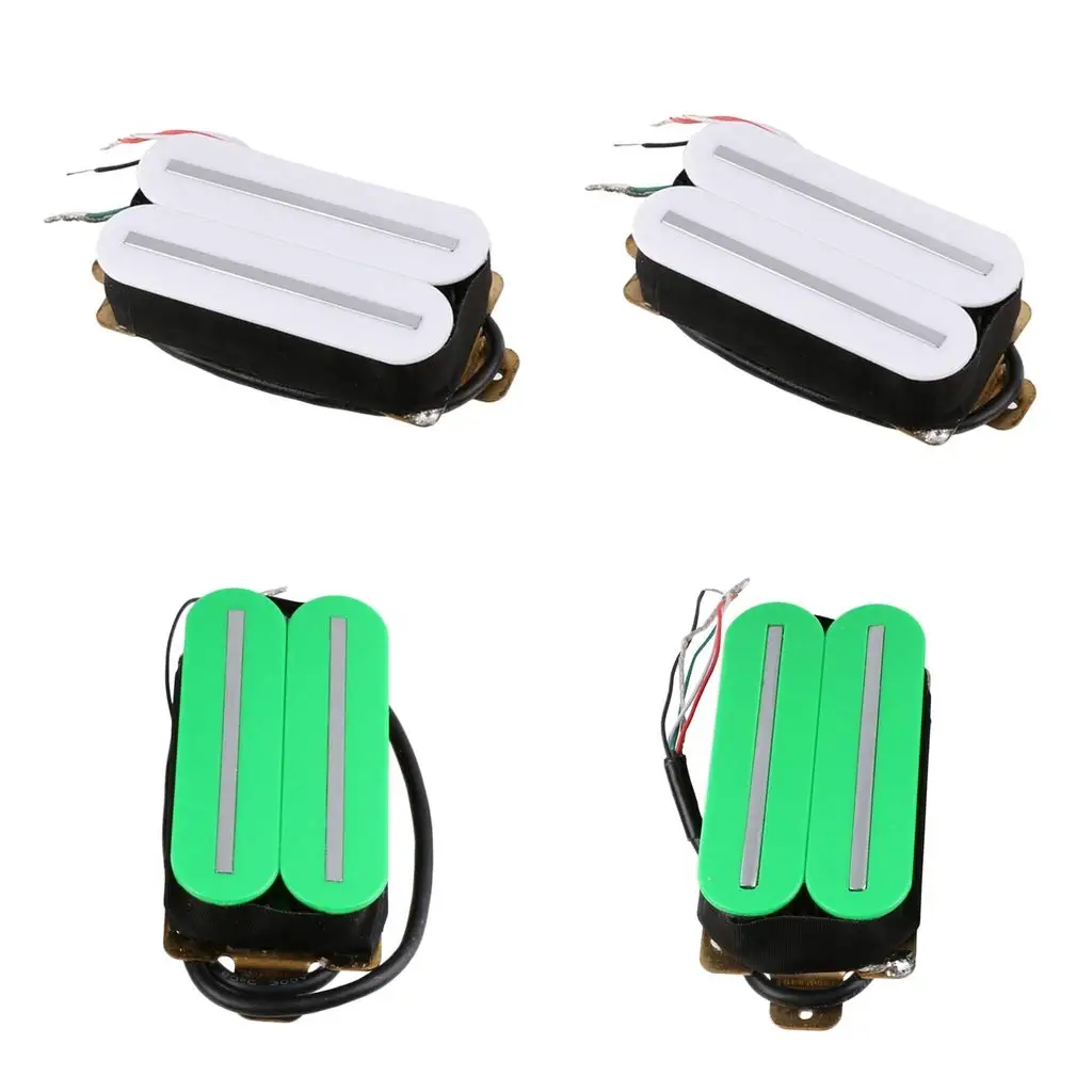 

4Pcs Dual Rail Humbucker Humbucking Pickups for ST for Gibson Les Paul Electric Guitar Part Green White