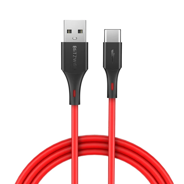 Красный BlitzWolf 3A usb type-C кабель для быстрой зарядки данных 3 фута/0,9 м для OPPO OnePlus 7 Xiaomi Mi9 для huawei P20 P30 PRO зарядный usb-шнур - Цвет: Красный
