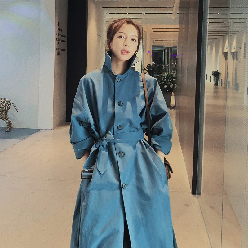 

Photo Shoot Trench Coat Women's Mid-length British-Style 2020 Spring New Style Korean-style Loose-Fit Waist Hugging over-the-Kne