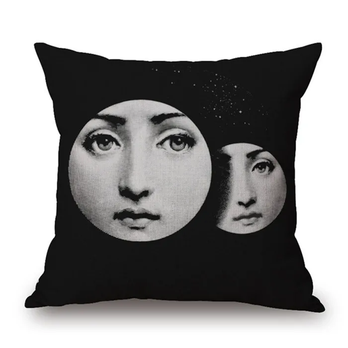 Винтажный чехол для подушки rosenthal Piero fornasetti, красивый чехол для подушки с рисунком лица из хлопка и льна, чехол для подушки для автомобиля, офиса, дивана, декоративная подушка, чехол для дома - Цвет: Q