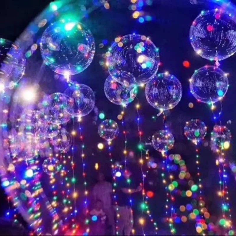 6Pcs 18\" Colorful LED Light Up Luminous Bubble Balloon For Wedding Party Decor