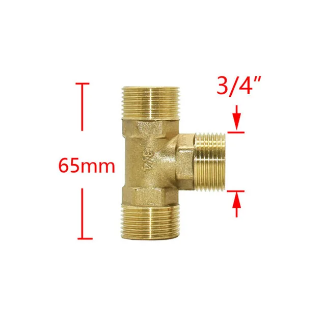 T-Alakú 1/2 3/4 Hüvelykes Rézfém Menetes Vízcső Csatlakozó Sárgaréz Hím Női Póló Csatlakozók Keresztvíz-Elosztó - Image 3