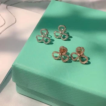 

Zircon Clover Earrings for Women Girl Ladies Birthday Valentine Gift Hot Fashion 1:1 Brand Jewelry S925