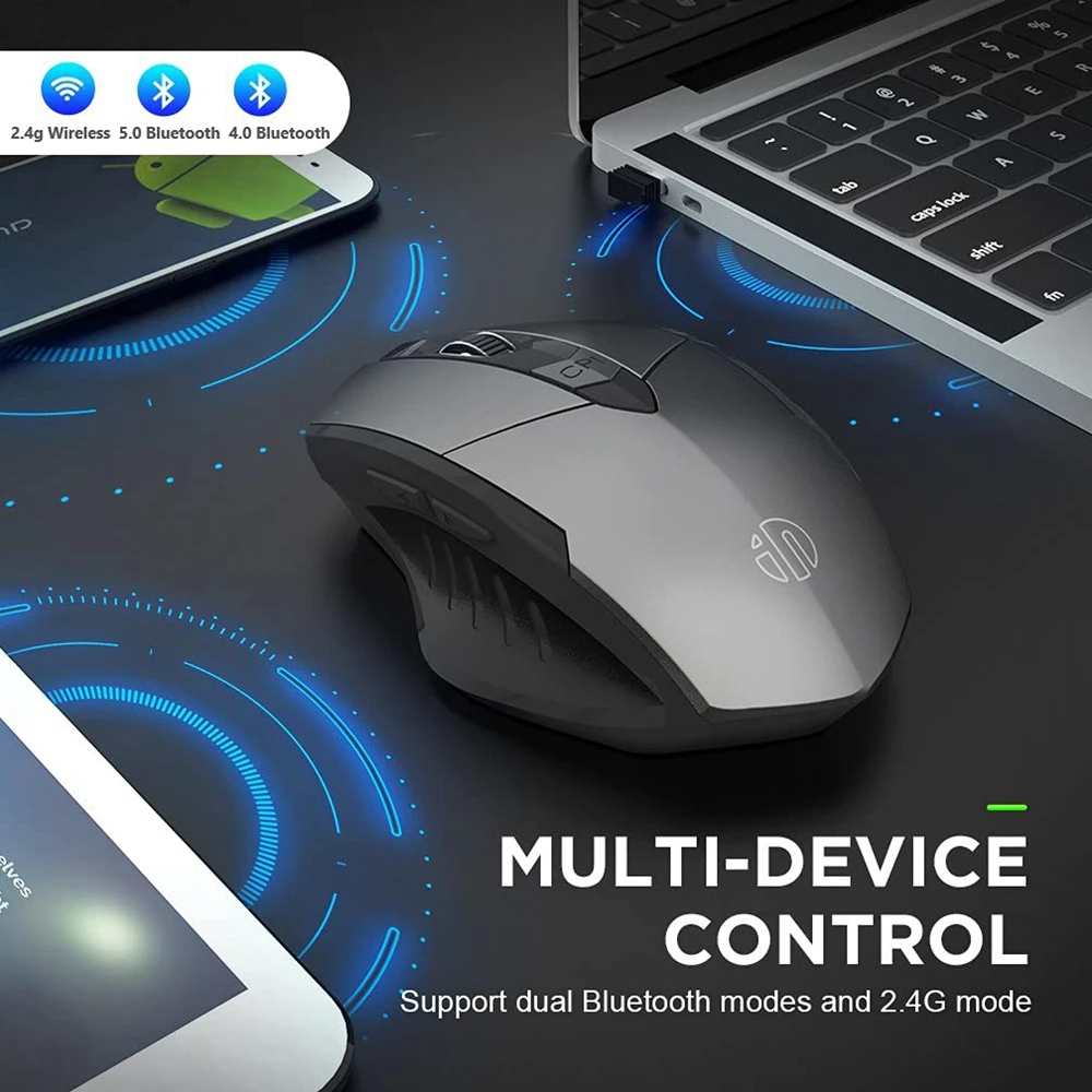 compatível com bluetooth mouse recarregável inphic sem fio mouse escritório mudo suporte computador portátil tablet smartphone universal
