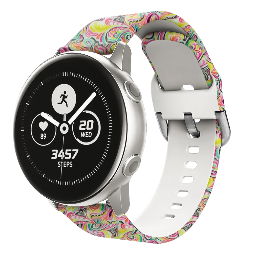 20 мм ремешок для часов с принтом для samsung Galaxy Watch Active 2 ТПУ резиновый сменный Браслет для Galaxy Watch Active - Цвет ремешка: Phoenix