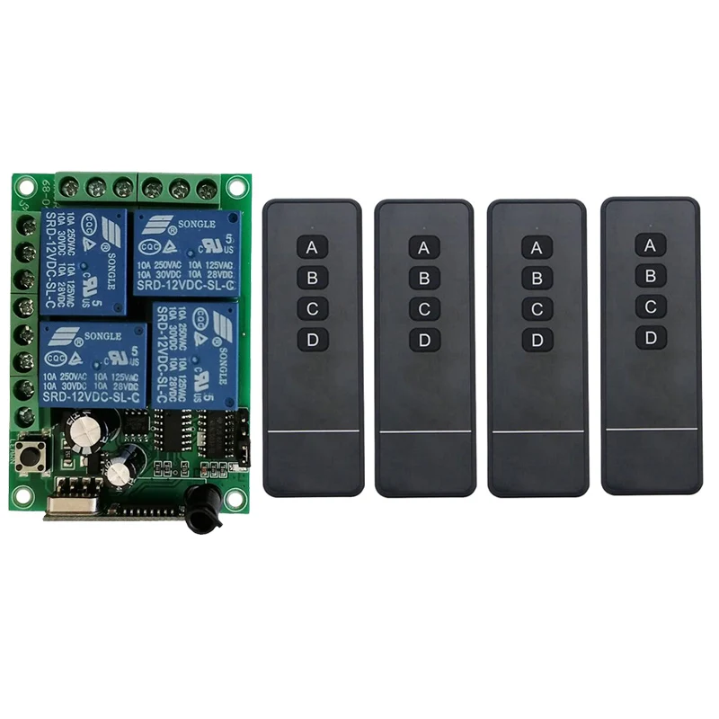 1000 м Дальний диапазон Smart Multiple DC 12V 24V 10A 4CH 4 CH беспроводное реле RF дистанционное