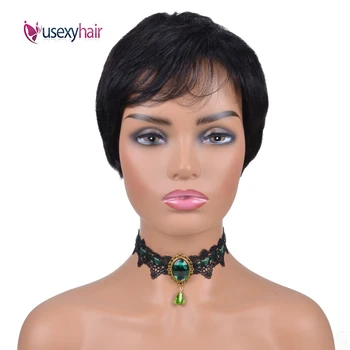 

Short Human Hair Wigs Straight Pixie Cut Wigs Remy Hair Wigs With Bangs Fashion Hairstyle Wig Short Wave Wigs For Black Women