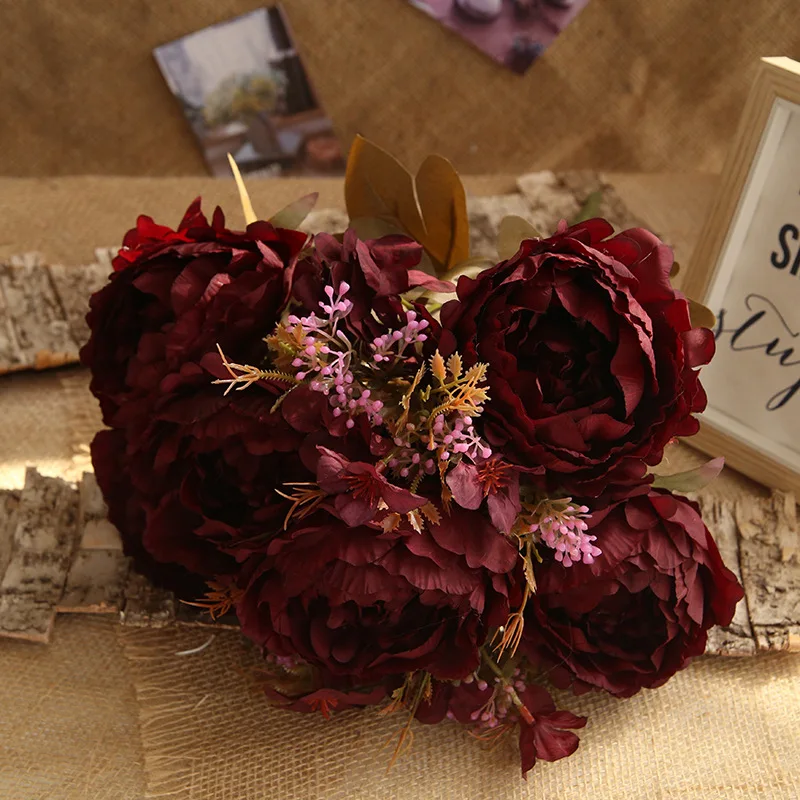 JAROWN Artificial High Quality Big Peony Flower Bouquet Autumn Home Decor Wedding Decoration Flowers Flores Sztuczne Kwiaty (3)