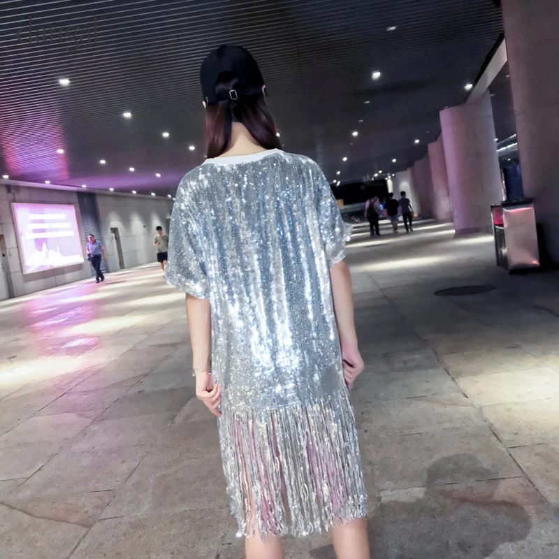 Dangal Women Sequin T Shirt Dress Party 