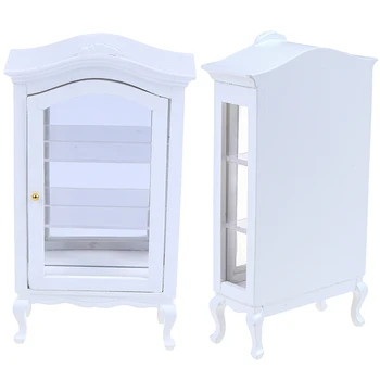 

Dollhouse Miniature Furniture Kitchen Dining Cabinet Cupboard Showcase Display Shelf 1/12 Wooden White Metal > 3 Years Old -