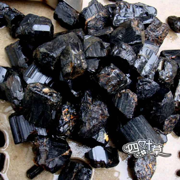 

Natural Black Tourmaline Rough Stone Single Crystal Black And White with Pattern Electrical Crystal Column Gravel Long about 2.5