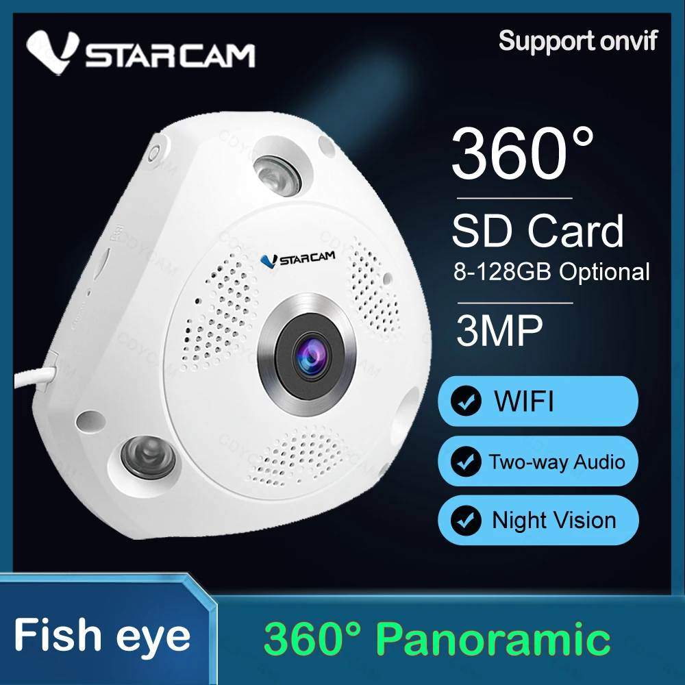 305614-6bbdf9.jpg H552ac6acfab14be6bce92669dda6e02fQ 360 Degree Panoramic WiFi Camera 3MP Fisheye IP Camera 3D Surveillance Security Camera IR Night Vision Two way intercom Mallzona