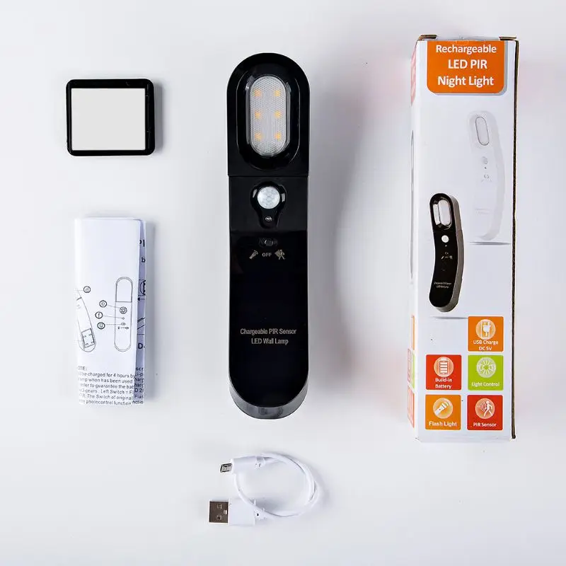 Настенный светильник с USB датчиком движения, индукция человеческого тела, регулируемая прикроватная лампа