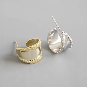 

Et287 Korean S925 Earrings ins simple retro temperament wide face earrings earrings schoolgirl earrings silver jewelry