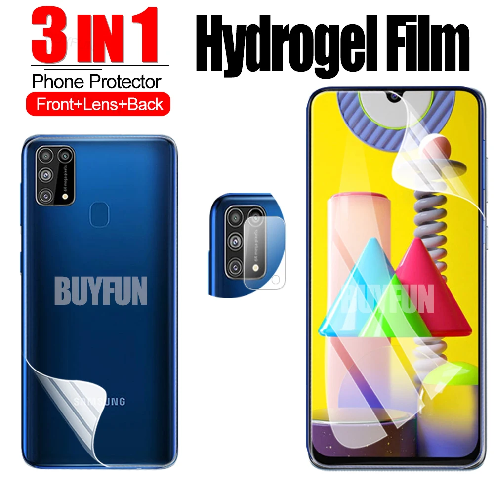 3in1 Hydrogel Soft Film For Samsung M31 M31S Screen Camera Lens Protector Samsun galaxy M30S M21 M11 M51 Safety Not Glass | Мобильные