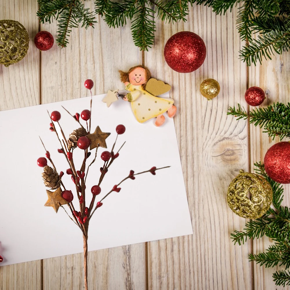 

Artificial Plant Simulation Berry Branch Red Bubble Berry Pine Cone Set Christmas Decoration Flower Arrangement