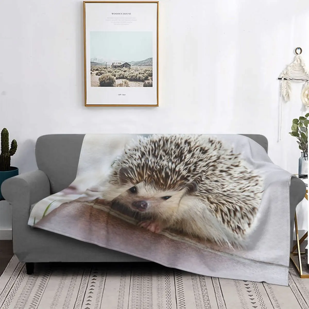 

Hedgehog Blanket Animals Woodland Winter Bedspread Plush Soft Cover Flannel Throw Blanket Bedding Sofa Office Fluffy Decor