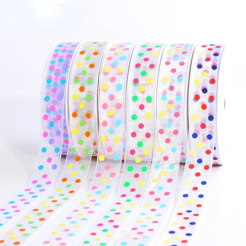 

Ribbon Satin Ribbon Wholesale Dream Polka Dot Printing Snow Gauze Ribbon Diy