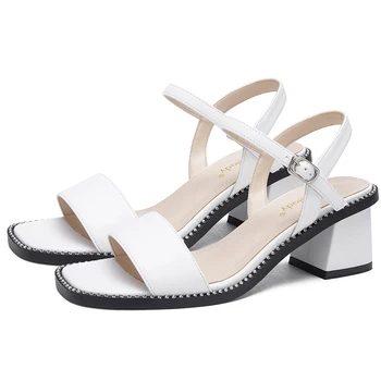 

Luxury Shoes Women Designers 2020 Summer 5cm High Heel Black White Sandals 11803AZY4817