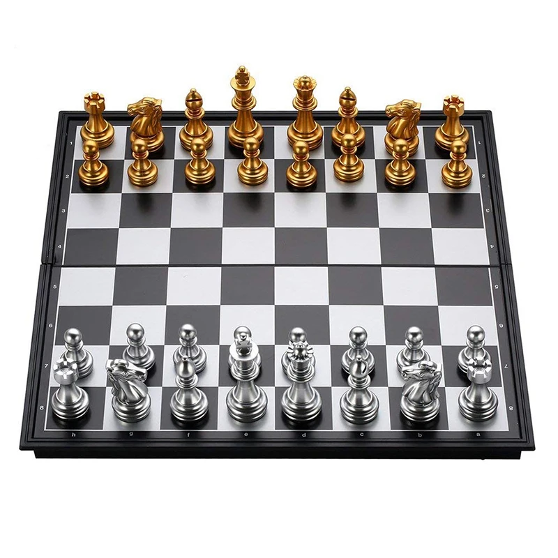Горячие Складные Магнитные путешествия шахматы набор для детей или взрослых шахматы настольные игры 25x25 см(золото и серебро шахматы штук